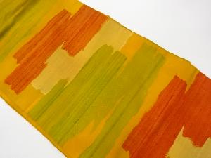 リサイクル　手織り紬抽象ヱ霞に幾何学模様織出し名古屋帯